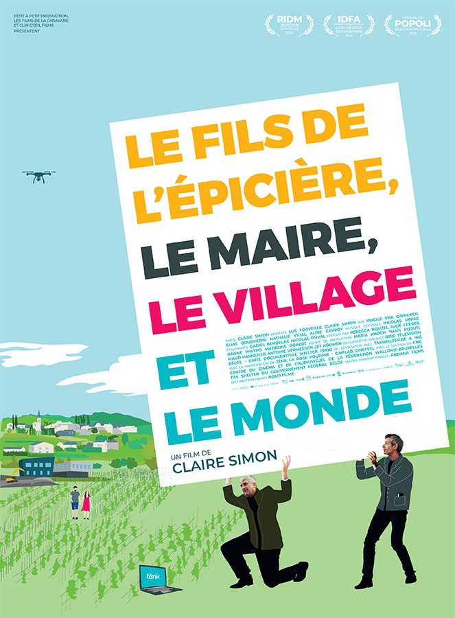 Le Fils de l'épicière, le maire, le village et le monde, affiche du documentaire de Claire Simon