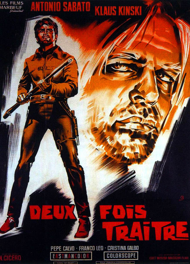Deux fois traitre, affiche du film (Klaus Kinski)