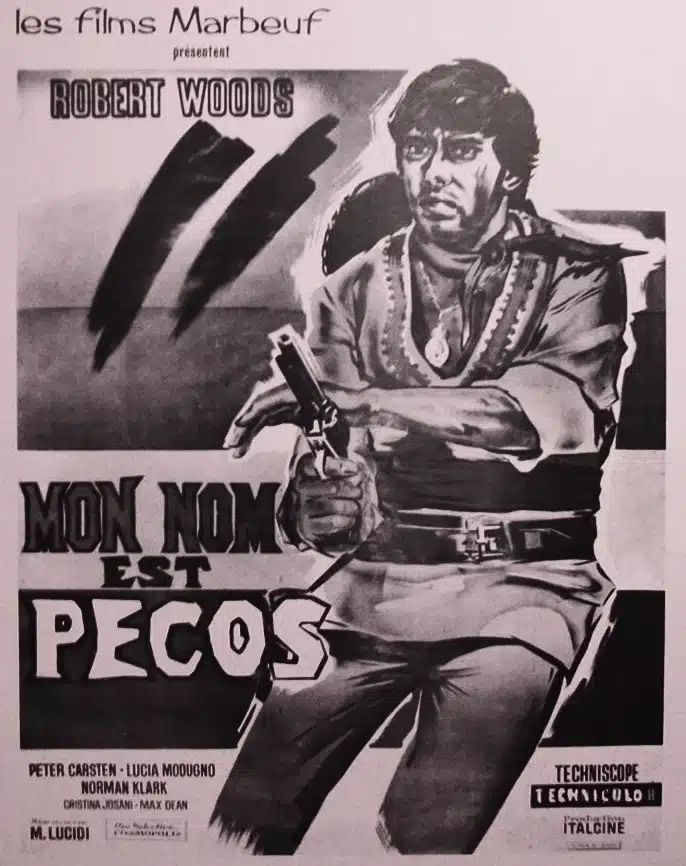 Affiche noir et blanc de Mon nom est Pecos