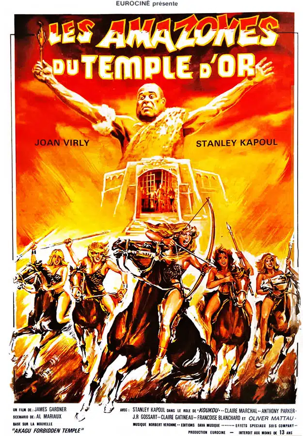 Les amazones du temple d'or, affiche du film Eurociné co-réalisé par Alain Payet et Jesus Franco