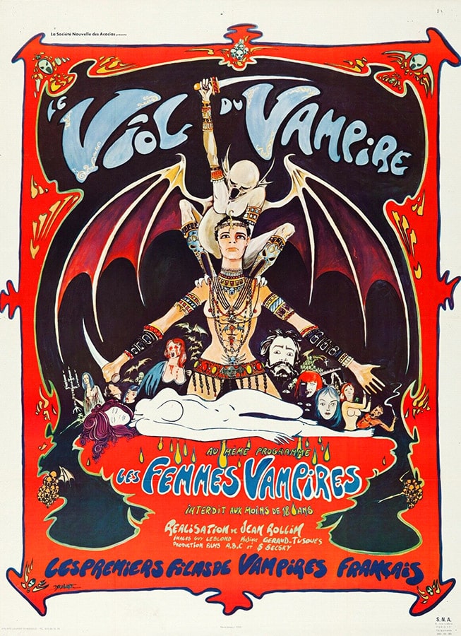 Le viol du vampire de Jean Rollin (Affiche originale par Druillet, 1968)