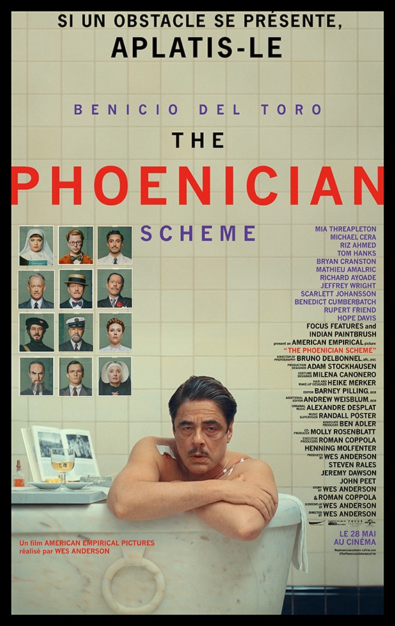 Affiche de The Phoenician Scheme (Cannes 2025), de Wes Anderson, avec Benicio del Toro
