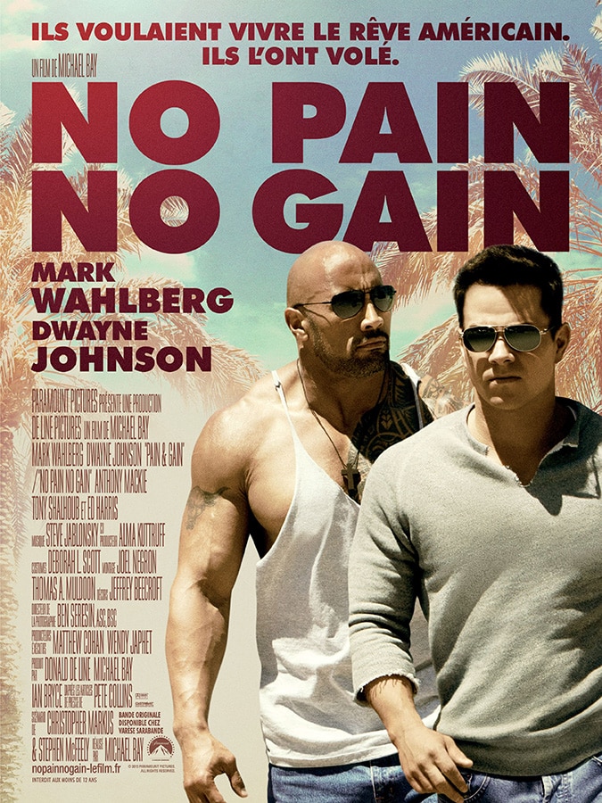 Affiche de No Pain No Gain de Michael Bay, avec The Rock et Mark Whalberg