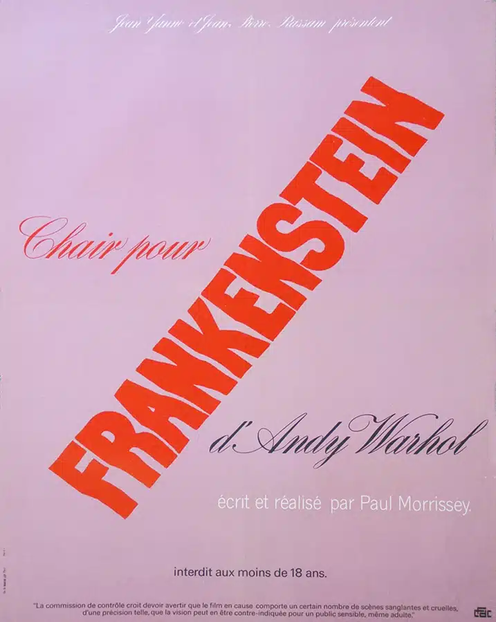 Chair pour Frankenstein, affiche cinéma originale. Distribution CDFC